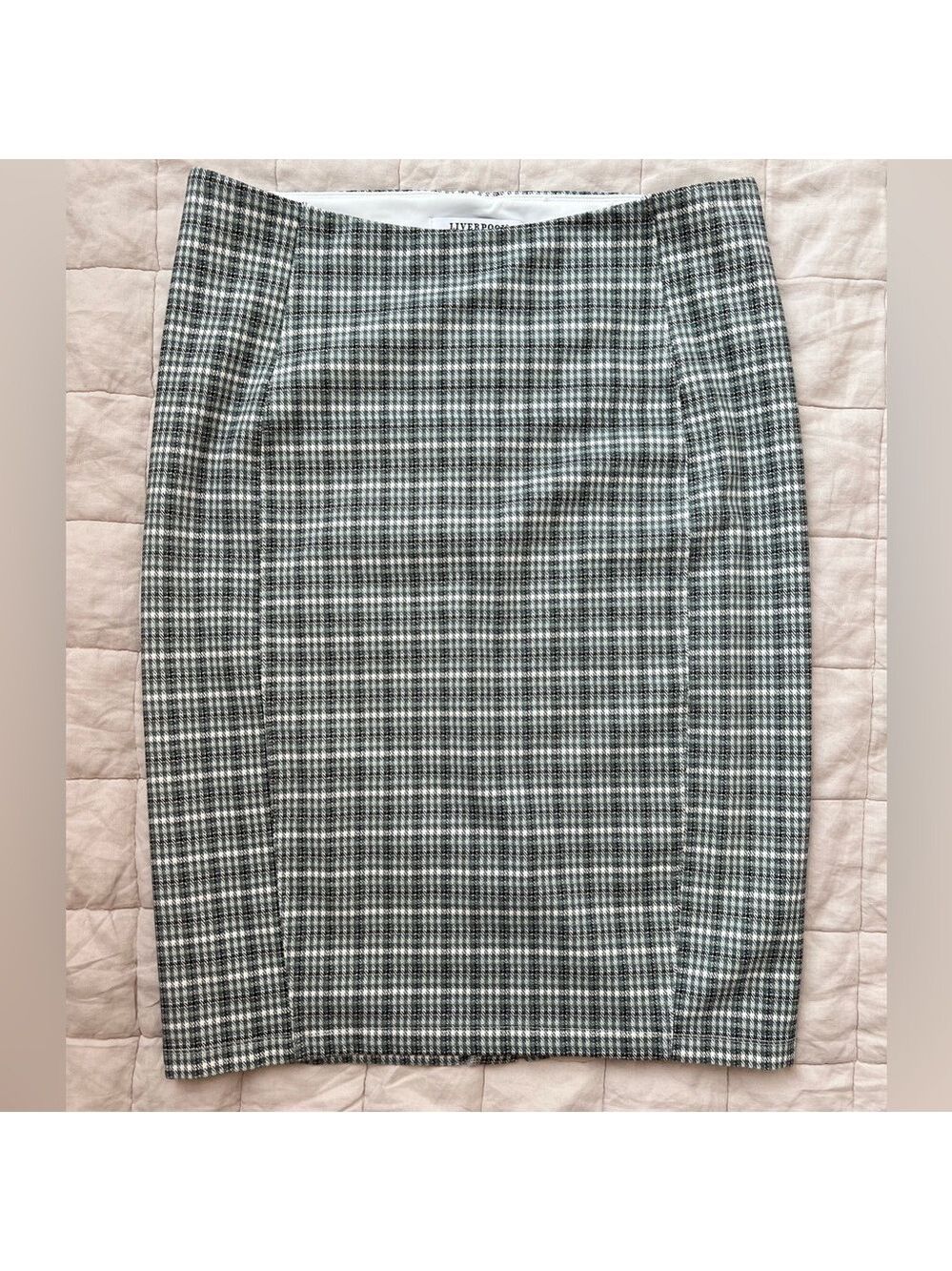 Liverpool Black and White Plaid Pencil Skirt